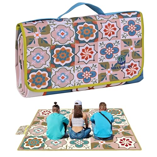 SHANQUAN Picnic Blankets Outdoor, 59''x79'' Large Beach Blanket Waterproof Sandproof Foldable Picnic Mat, Grass Lawn Park ...