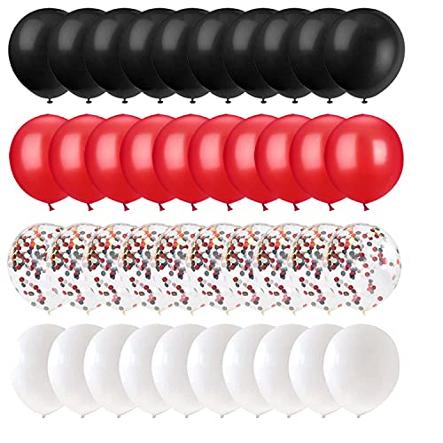 62Pcs Red and Black Balloons Kit - 12 Inches Red Black Party Decoration Balloons for Graduation Casino Theme Birthday Part...