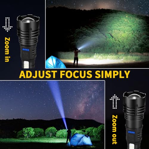 Rechargeable Flashlights High Lumens, 7Mode Super Bright Flashlight Camping, Adjustable Tactical Flash Light High Powered,...