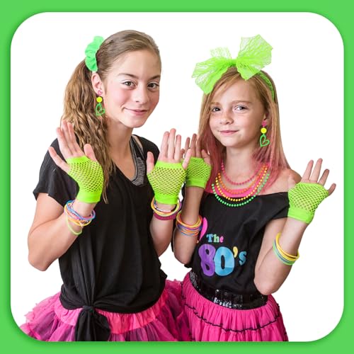 ZhouBoat 80s Fancy Dress Costume Accessories, Vibrant Neon Outfits for Party Halloween Theme Costumes Cosplay