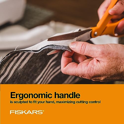 Fiskars 8" Original Orange-Handled Stainless Steel Scissors, Ergonomic and Keeps Material Flat, Sharp All-Purpose Paper an...