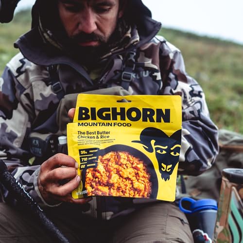 BIGHORN Mountain Food The Best Butter Chicken and Rice - contains 4 packs | 8 servings | 140g Protein | 2,840 Calories - p...