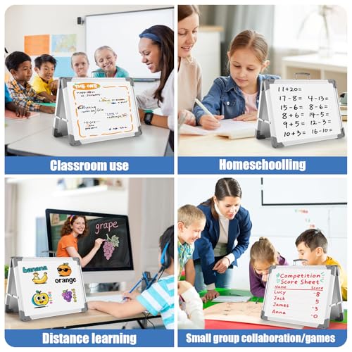 White Board Dry Erase 24" x 18", Magnetic Portable Foldable Whiteboard Double Sided Desktop Dry Erase Board Easel on Table...