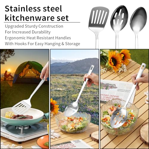 Berglander Camping Essentials, Camping Cooking Utensils Set, Camping Accessories Gear Must Haves, Come with Camping Silver...
