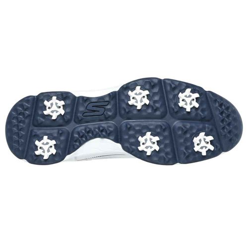 Skechers Men's Men's Torque Sport Fairway Relaxed Fit Spiked Golf Shoe, White Navy, 9.5