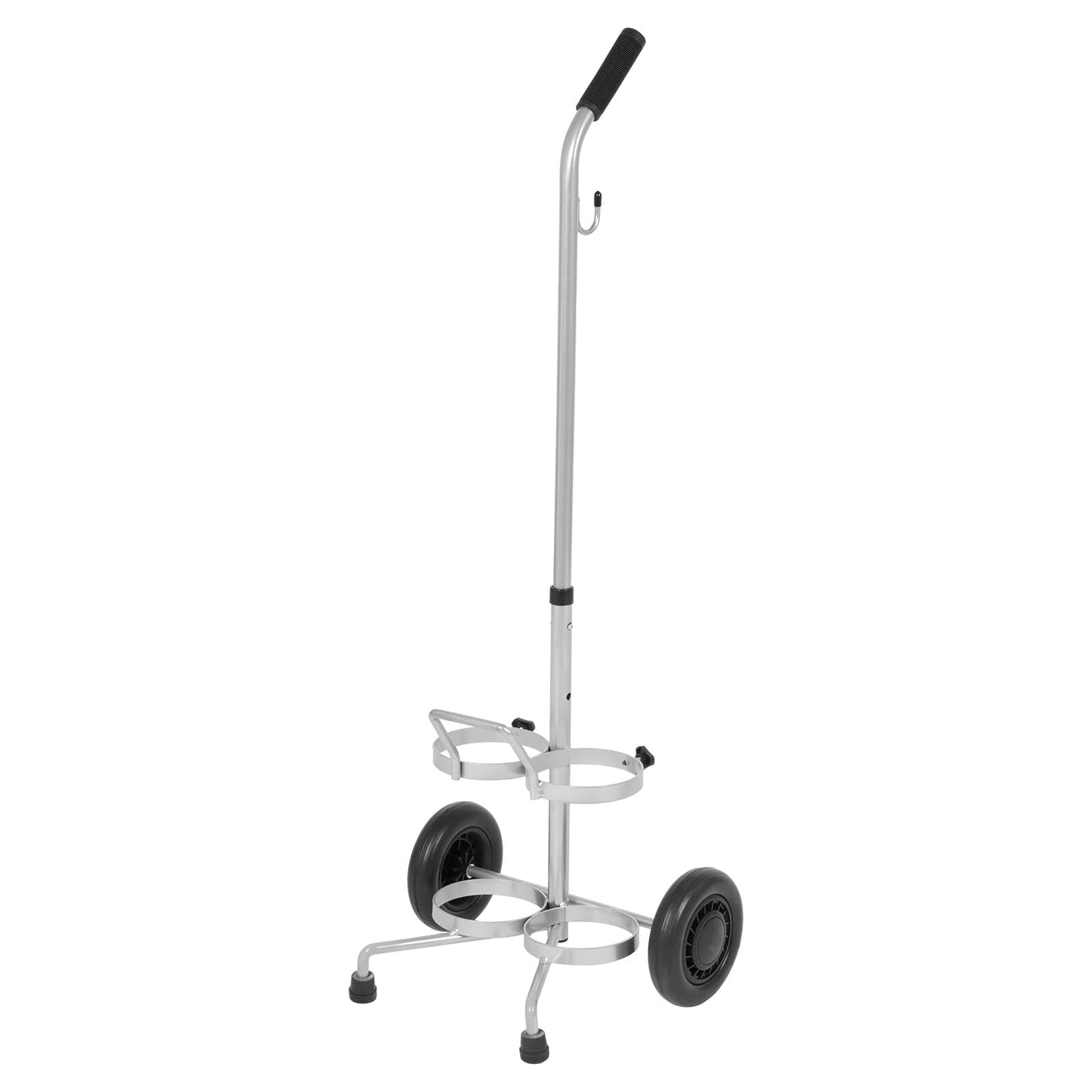 WYJREES 2 PCS Dual Oxygen Cylinder Cart, Lightweight Oxygen Tank Holder with Wheels, Portable D/E Rolling Oxygen Tank Cart with Adjustable Handle and Sturdy Powder-Coated Finish