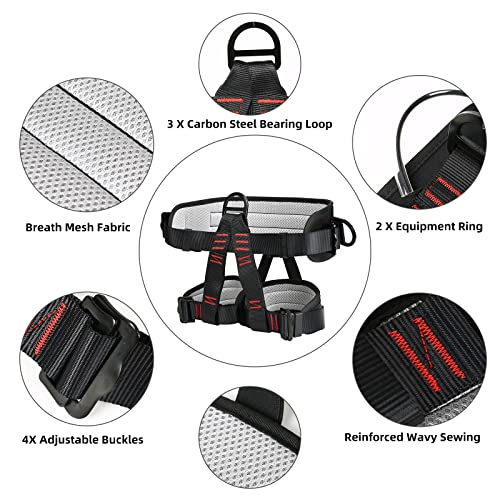 HSSZXFR Tree Climbing Spikes Kit for Tree Work, Tree Climbing Gear with Climbing Belt and 120FT Rope, Wire Core Flip Line ...