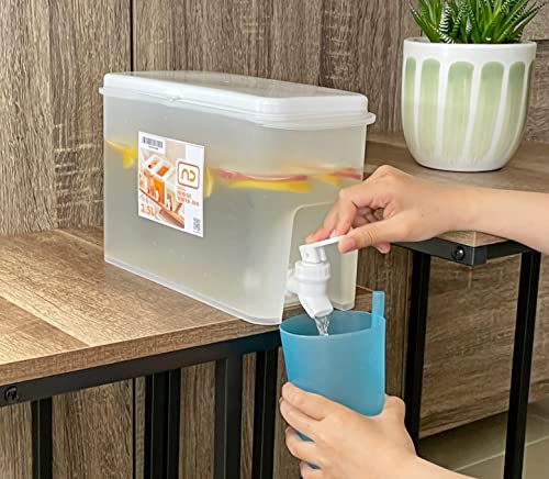 NDBOX Slim Fridge Jug with Faucet for Water, Iced Tea, Fruit Juice, Softdrinks, Milk, Beverages Dispenser - Hot or Cold Dr...