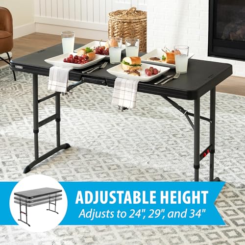 LIFETIME 4-Foot Commercial Adjustable Folding Table, Black