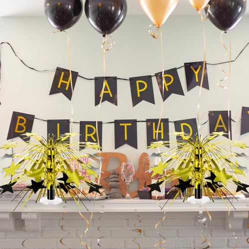 Memorywuu 6 Pcs Black and Gold Foil Spray Centerpieces for Tables Metallic Star Table Decorations for Birthday Party Favor...