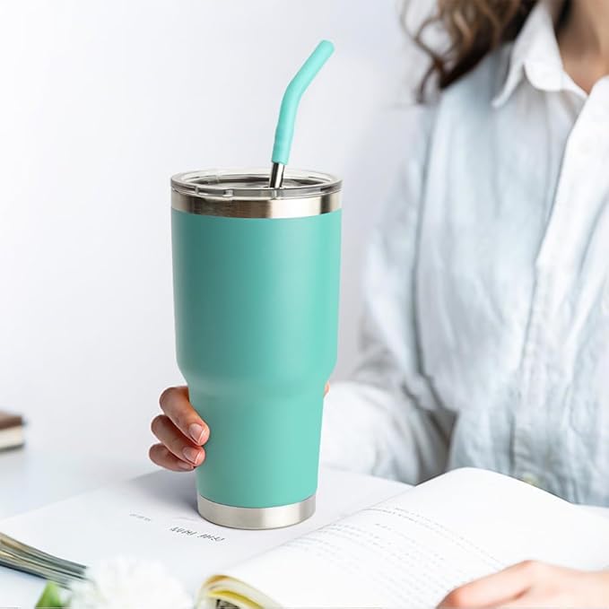 30 oz Straw for YETI Tumbler, Metal Straight Straws Reusable with Silicone Tip for BJPKPK, RTIC, WETOWETO, Beast 30 oz Tumbler, Cleaning Brush, 1 Portable Bag