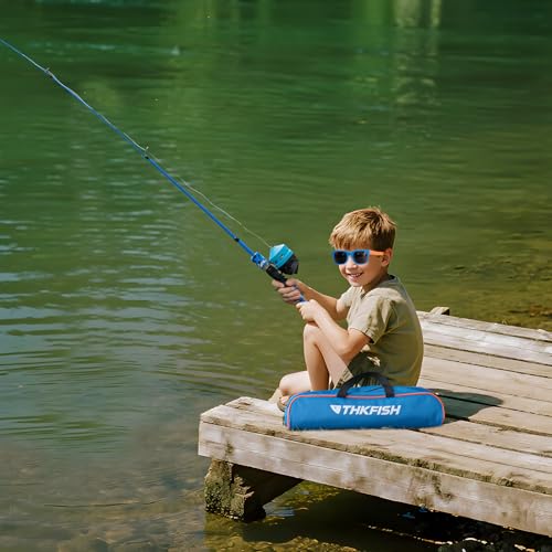 Kids Fishing Pole Set, Telescopic Fishing Rod Reel Combo Kids Starter Kit with Lures Tackle Box, Foldable Stool and Portab...