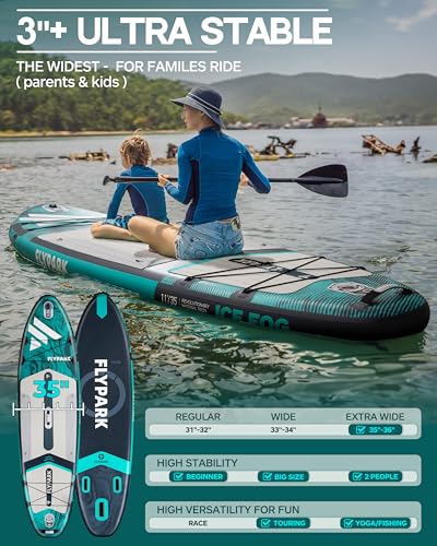 Flypark Standard&Family Bundles｜11'x34 & 11'x35 Inflatable Stand Up Paddle Boards, All Accessories+2, 116L Backpack, Shoul...