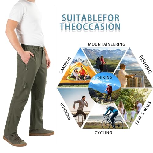 Postropaky Mens Hiking Quick Dry Lightweight Waterproof Fishing Pants Outdoor Travel Climbing Stretch Pants