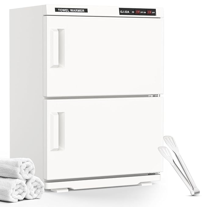 ADVWIN 32L Hot Towel Warmer Cabinet, Towel Warmer for Spa Salon, Professional Large Capacity Towel Double Cabinet for Bathroom, Esthetician (pure white, 32L)