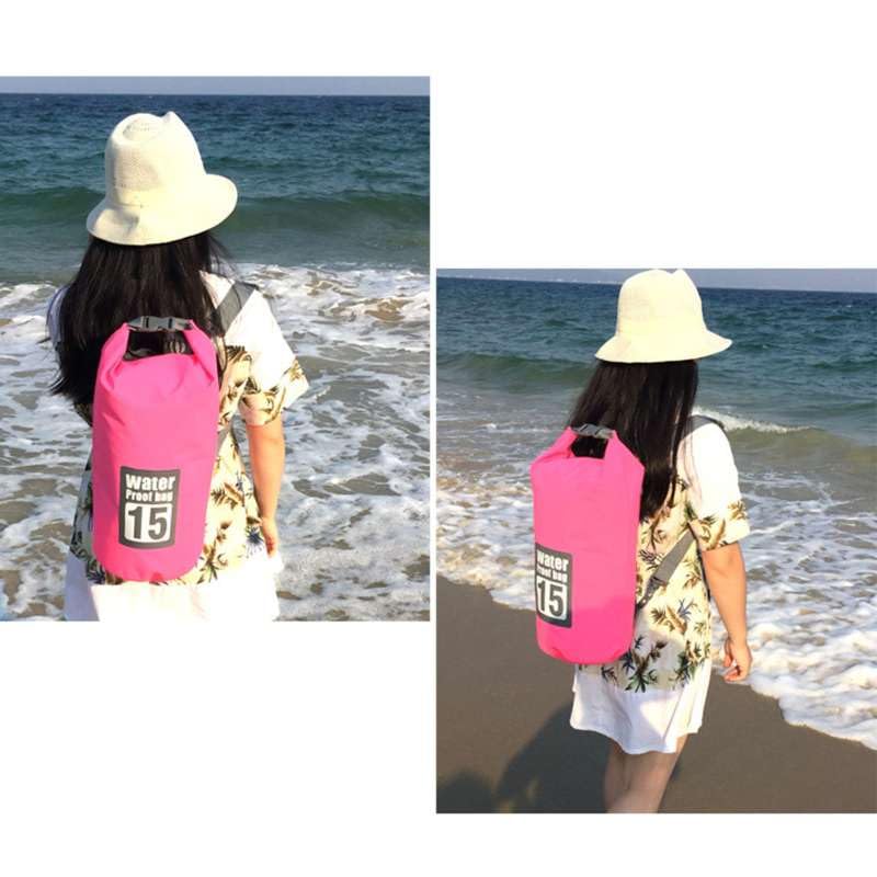 Dry Bag Waterproof, 15L Roll Top Lightweight Dry Storage Bag Backpack for Travel Swimming Boating Kayaking Paddle Board Ca...