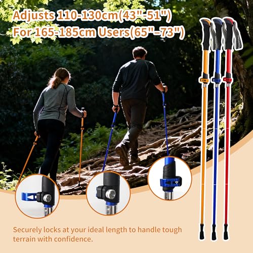 TGpao 2-Pack 7075 Aluminum Ultra-Light Folding Trekking Poles - Professional Hiking Walking Sticks, Adjustable, Portable f...