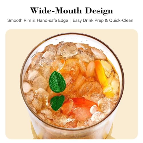 VOVUVK 1.2 Gallon Glass Drink Dispenser For Parties, Beverage Dispenser With Bamboo Wood Stand And Stainless Steel Spigot,...