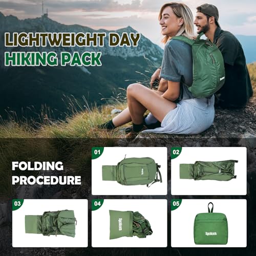 EgoNova 12L Ultralight & Thin Packable Daypack, Small Foldable Hiking Backpack Travel Bag, Water Resistant Day Pack for Me...