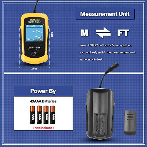 LUCKY Kayak Portable Fish Depth Finder Water Handheld Fish Finder Sonar Castable Kayak Boat Fishfinder Transducer Fishing ...