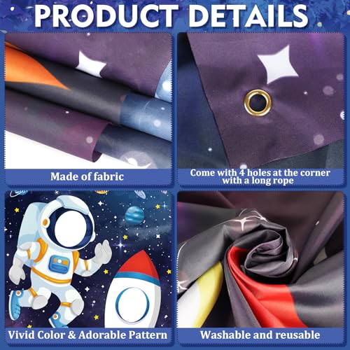 Outer Space Themed Party Decorations Astronaut Photo Booth Prop Backdrop Rocket Ship Galaxy Planet Starry Photography Back...