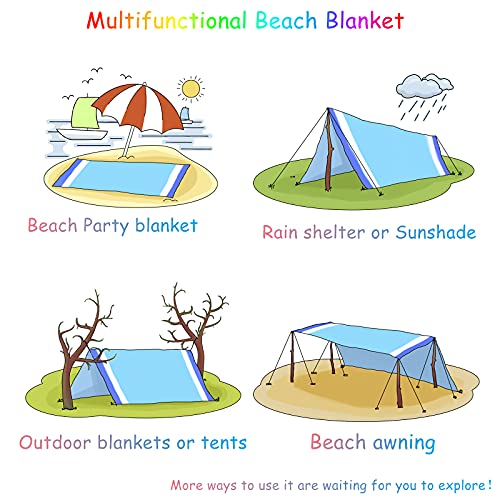 BYDOLL Beach Blanket 78''×81'' 4-7 Adults Oversized Lightweight Waterproof Sandproof Beach Blanket Large Picnic Mat for Tr...