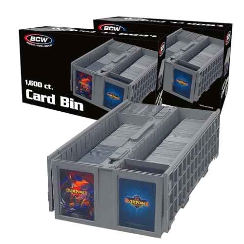 BCW Collectible Card Bin ? (2-Pack, Gray) | Holds up to 1600 Cards | Plastic Storage Box for Pok?mon, MTG & Sports Cards