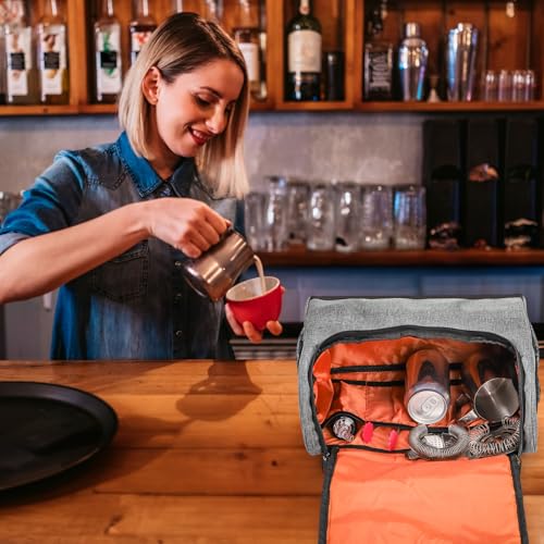 WUWEOT Travel Bartender Bag, Portable Bar Bag, Mixology Bartending Backpack with Padded Compartments and Handle for Tools ...