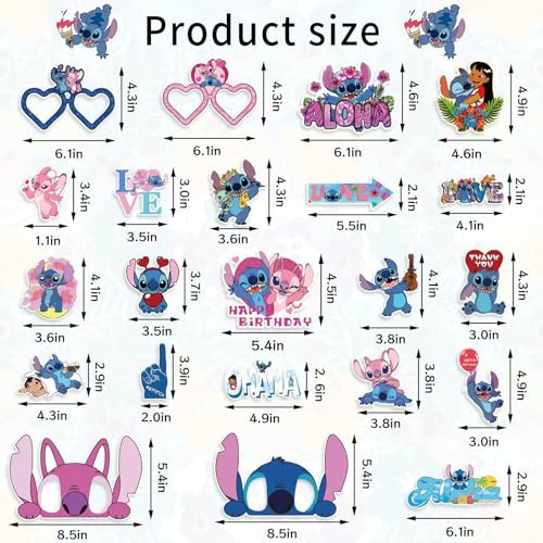 22 Pcs Party Decorations, Cute Photo Booth Props, Cartoon Party Supplies for Girls and Boys, Birthday Party Celebration De...
