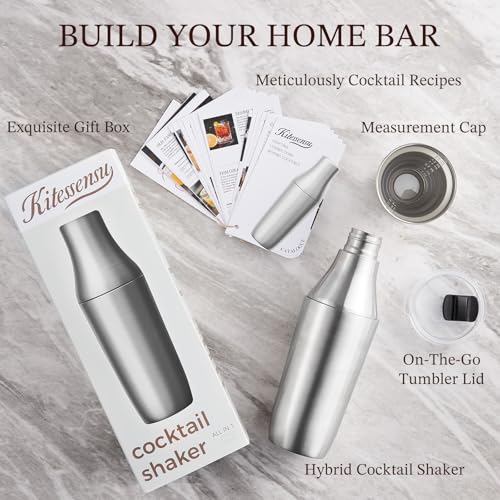 Kitessensu Hybrid Cocktail Shaker | Vacuum Insulated Stainless Steel Martini Shaker with Double Wall Martini Cup | Integra...