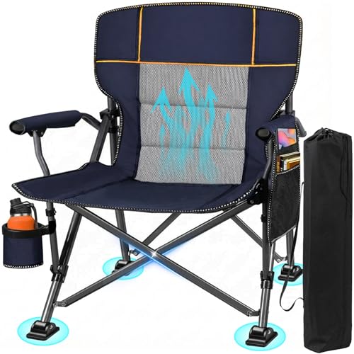 Jill Deaaa® Oversized Camping Chairs, Heavy Duty Support 450 LBS, Foldable Outdoor Chair with Padded Back & Arm, Folding L...