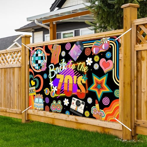 Lofaris 70s Banner - Back to The 70’s Party Decorations, Retro Disco Theme Photography Background for Birthday Party, Stud...