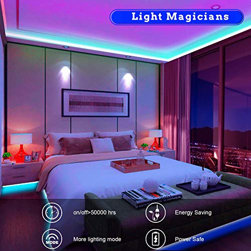 Tenmiro 65.6ft Led Strip Lights, Ultra Long RGB Color Changing LED Light Strips Kit with 44 Keys Ir Remote Led Lights for ...