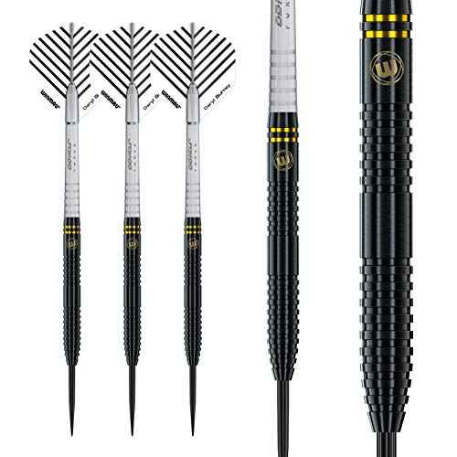 Winmau Daryl Gurney Signature 90% Tungsten Darts Set with Prism Flights and Prism Shafts (Stems) Steel tip & Soft Tip - Gold/Black