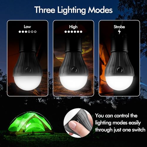 FLY2SKY Portable LED Tent Lamp Emergency Lights with Hook, Hurricane Bulb Lantern Equipment for Camping, Hiking, Backpacki...