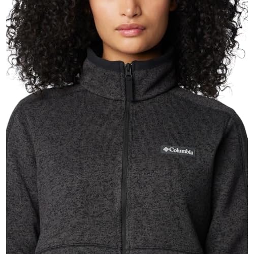 Columbia Womens Sweater Weather II Full Zip Fleece Jacket, Black Heather, Medium