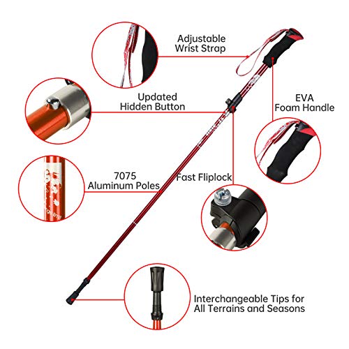 YOVITAL Trekking Poles - Aluminum 7075 Adjustable Walking Sticks with Quick Locks, Expandable to 53", Ultralight for Hikin...