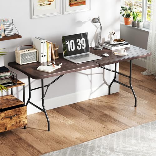 Nightcore Folding Table, HDPE Portable Table with 6ft Long Tabletop, Metal Frame Picnic Camping Table with Safe Lock, Coll...