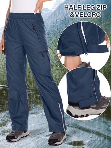 Women's Rain Pants Waterproof Hiking Pants Windproof Lightweight Over Pants Outdoor for Golf Fishing Cycling #2089