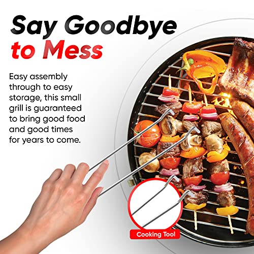 Gas One – 14-inch Portable Barbecue Grill with 3-Point Locking Lid for Heat Preservation – Dual Venting System – Small Cha...