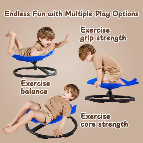 Sensory Spinning Chair for Kids with Autism & ADHD, Swivel Chair for Indoor/Outdoor Use, Sit and Spin Toys, Fish-Shaped Se...