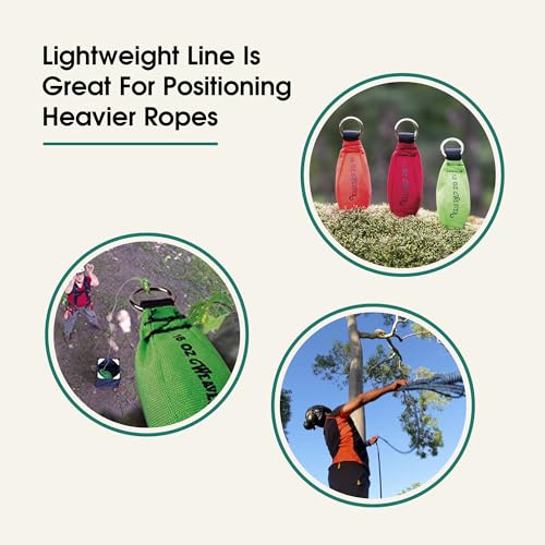 Weaver Arborist Throw Line and Weighted Throw Bag Kit, 150 ft Polyethylene Tree Climbing Rope 16 oz Throw Weight Set, Hand...