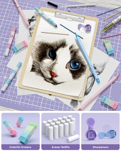 Four Candies 36PCS Aesthetic School Supplies, Mechanical Pencils 0.5mm, 0.7mm, 0.9mm & 2.0mm with 624PCS Lead Refills, Cut...