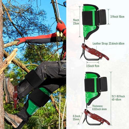 Tcatec Tree Climbing Spikes, Adjustable Height Tree Climbing Gear Kit with Soft Padding and Safe Belt, Tree Climbing Spike...