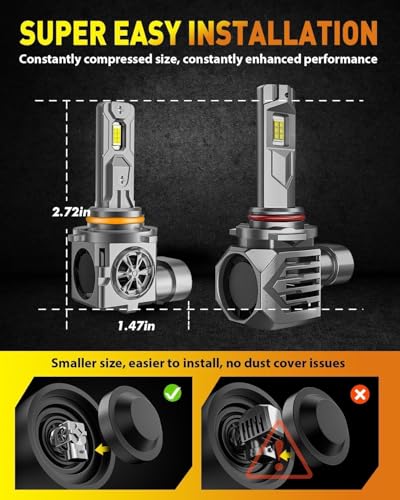 Termitor Latest H11/H9 LED Bulbs, 50,000LM 10X Super Brighter, 6500K Cool White, 1:1 Mini Halogen Size H11 Driving Lights ...