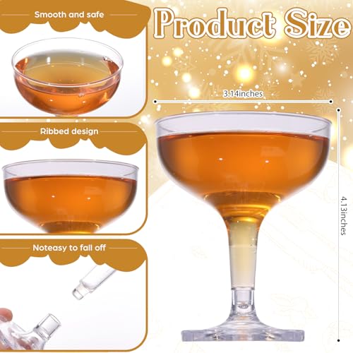 yptniginu 24 Pcs Champagne Tower Glasses Set, 5 oz Plastic Champagne, Unbreakable Margarita Coupe, Stackable & Shatterproo...
