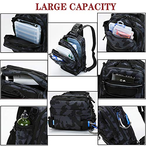 Meprona Fishing Tackle Backpack Storage Bag, Outdoor Shoulder Backpack, Fishing Gear Bags with Rod Holder and Fishing Plier