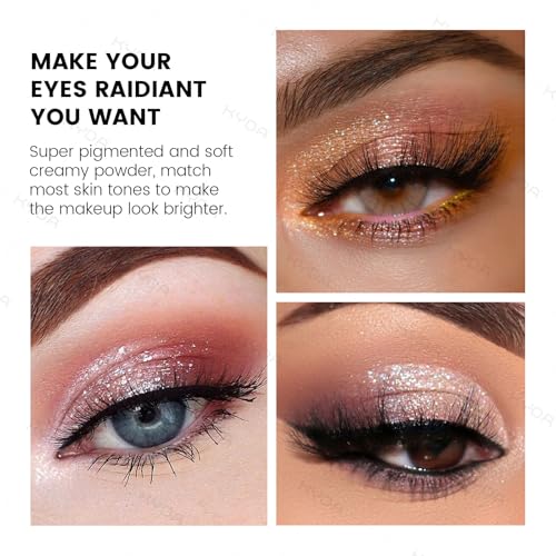 KYDA 10 Colors All Glitter Eyeshadow Palette, Sparkling Sequin Eyeshadow, Shiny Pearl Powder Eye Shadow, Multicolor Glitte...