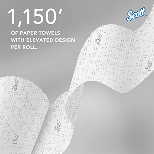 Scott Professional High-Capacity Hard Roll Paper Towels, Bulk (25702), Hardwound, Elevated Design, Absorbency Pockets, White, for ScottBrand Blue Core Dispensers (6 Rolls at 1,150' Each, 6,900'/Case)