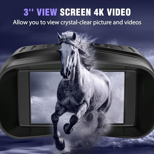 HEXEUM Night Vision Goggles, 4K Night Vision Binoculars for Adults with 5000mAh Battery, 3" HD Screen & 32GB Card for Hunt...